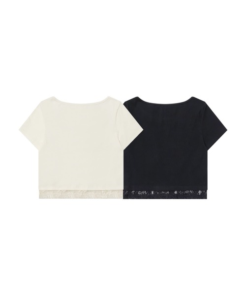 HOOK（フック）の「バタフライレースショートTシャツ (SS)（Tシャツ/カットソー・レディース・ブラック/ライトベージュ・SMALL/MEDIUM）」の4枚目の写真