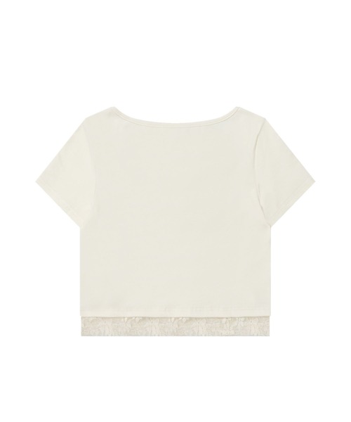HOOK（フック）の「バタフライレースショートTシャツ (SS)（Tシャツ/カットソー・レディース・ブラック/ライトベージュ・SMALL/MEDIUM）」の6枚目の写真