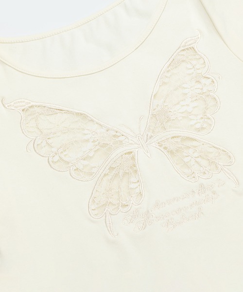 HOOK（フック）の「バタフライレースショートTシャツ (SS)（Tシャツ/カットソー・レディース・ブラック/ライトベージュ・SMALL/MEDIUM）」の10枚目の写真