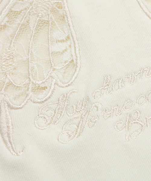 HOOK（フック）の「バタフライレースショートTシャツ (SS)（Tシャツ/カットソー・レディース・ブラック/ライトベージュ・SMALL/MEDIUM）」の12枚目の写真