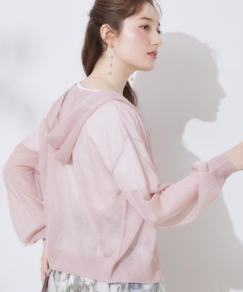 couture brooch(クチュールブローチ)の「【上品な透け感・大人カジュアル】シアージップアップフーディー(パーカー・レディース・ライトグレー/ブラック/ピンク/オフホワイト・42/38/40)」の15枚目の写真