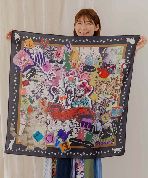 ScoLar - スカラー　152629：ネコ・花・クラゲ 3柄展開 スカーフ付Tシャツ 152629：ネコ・花・クラゲ 3柄展開 スカーフ付Tシャツの通販-ScoLar