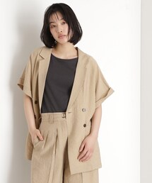THE SHOP TK （ザ ショップ ティーケー ）の「リネン混半袖テーラージャケット【洗える/セットアップ可】（テーラードジャケット）」