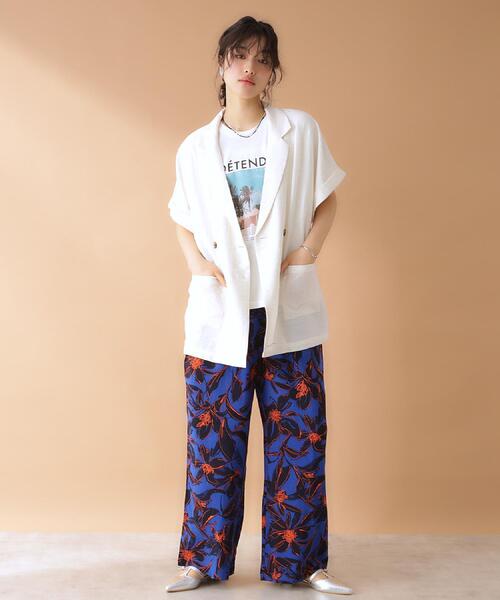 THE SHOP TK (ザ ショップ ティーケー )の「リネン混半袖テーラージャケット【洗える/セットアップ可】(テーラードジャケット・レディース・オフホワイト/ブラック/ベージュ・99)」の10枚目の写真