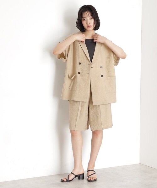 THE SHOP TK (ザ ショップ ティーケー )の「リネン混半袖テーラージャケット【洗える/セットアップ可】(テーラードジャケット・レディース・オフホワイト/ブラック/ベージュ・99)」の20枚目の写真