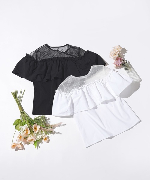 Prima Scherrer(プリマシェレル)の「シアードットコンビ フリル カットソー Prima Scherrer(Tシャツ/カットソー・レディース・ブラック/ホワイト・S/M)」の6枚目の写真