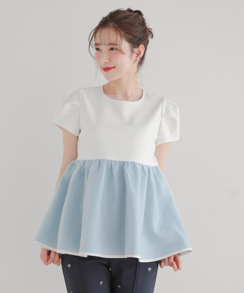 【タグ付新品未使用】fitmore クリンクルシアーオーガンジーペプラムトップス クリンクルシアーオーガンジーペプラムトップス（その他トップス