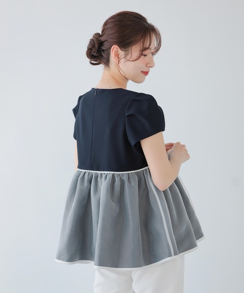 Fit more(フィットモア)の「バイカラーオーガンジーペプラムトップス(その他トップス・レディース・ブルー/ネイビー/ホワイト・FREE)」の11枚目の写真