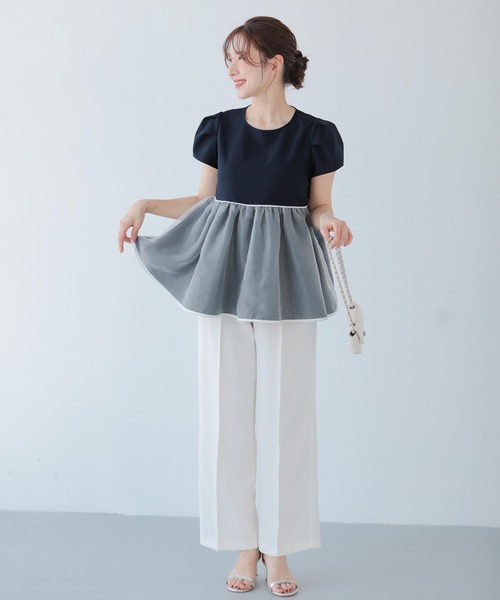 fitmore クルシアーオーガンジーペプラムトップス fitmore クルシアーオーガンジーペプラムトップス - メルカリ