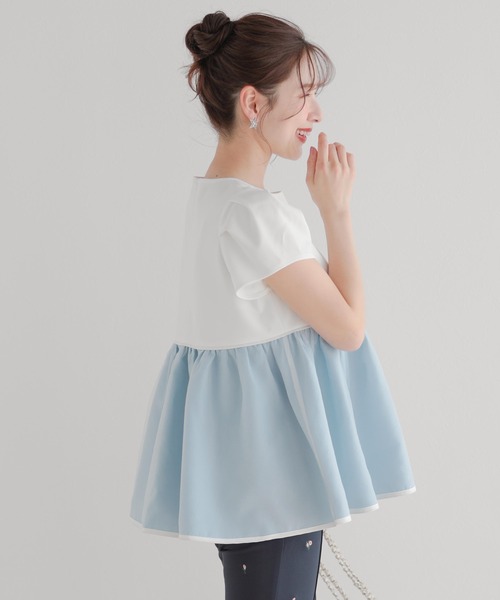 Fit more(フィットモア)の「バイカラーオーガンジーペプラムトップス(その他トップス・レディース・ブルー/ネイビー/ホワイト・FREE)」の8枚目の写真