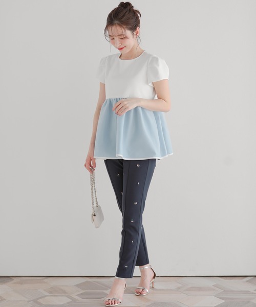 fitmore クルシアーオーガンジーペプラムトップス クリンクルシアーオーガンジーペプラムトップス（その他トップス