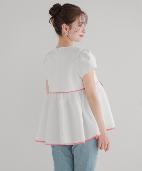 Fit more(フィットモア)の「バイカラーオーガンジーペプラムトップス(その他トップス・レディース・ブルー/ネイビー/ホワイト・FREE)」の5枚目の写真
