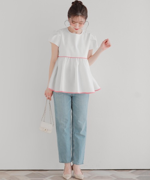 Fit more(フィットモア)の「バイカラーオーガンジーペプラムトップス(その他トップス・レディース・ブルー/ネイビー/ホワイト・FREE)」の21枚目の写真