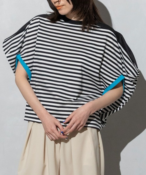 MARECHAL TERRE（マルシャルテル）の「コンビネーショントップス（Tシャツ/カットソー・レディース・ブラック/オフホワイト/ブラック×ホワイト/ネイビー×ホワイト・MEDIUM）」の3枚目の写真