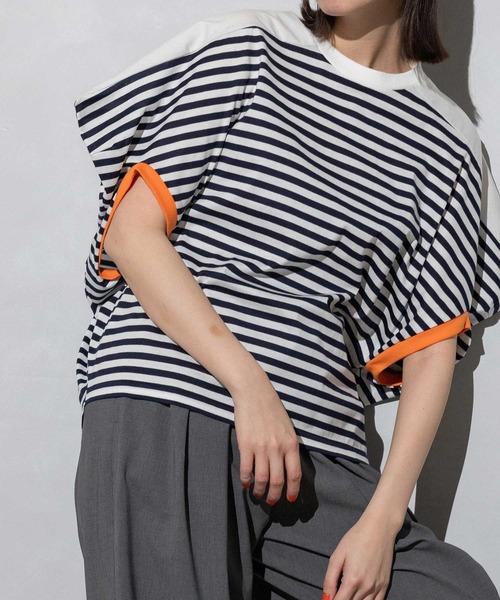 MARECHAL TERRE（マルシャルテル）の「コンビネーショントップス（Tシャツ/カットソー・レディース・ブラック/オフホワイト/ブラック×ホワイト/ネイビー×ホワイト・MEDIUM）」の4枚目の写真