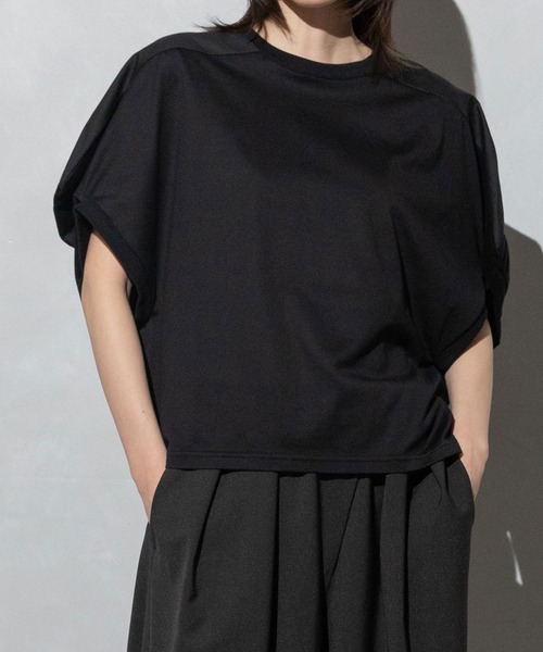 MARECHAL TERRE◆トップス/2/ポリエステル/BLK/ZMT226CT613 セール】コンビネーショントップス（Tシャツ/カットソー