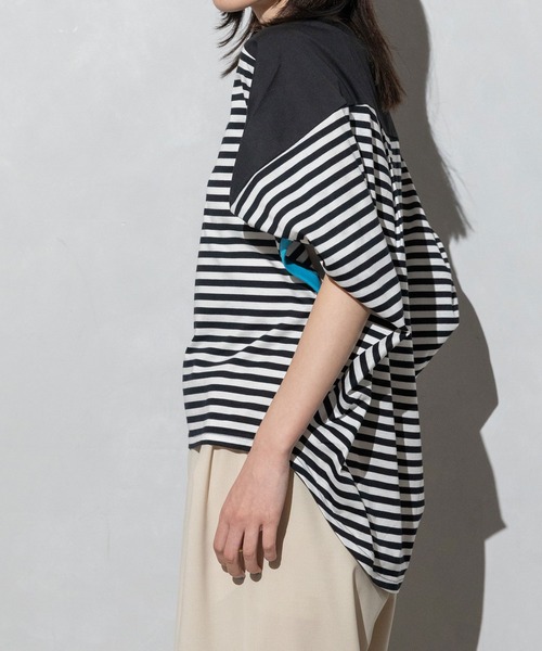 MARECHAL TERRE（マルシャルテル）の「コンビネーショントップス（Tシャツ/カットソー・レディース・ブラック/オフホワイト/ブラック×ホワイト/ネイビー×ホワイト・MEDIUM）」の12枚目の写真