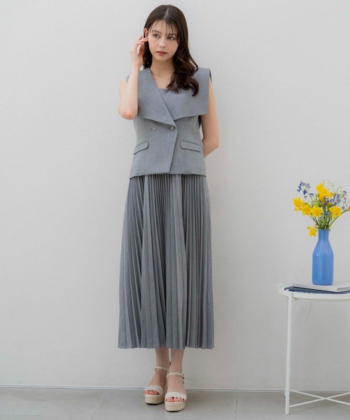 NOELA(ノエラ)の「ジレ×キャミワンピースセット(ワンピース・レディース・グレー/オフホワイト・S/M)」の9枚目の写真