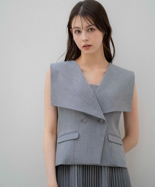 NOELA(ノエラ)の「ジレ×キャミワンピースセット(ワンピース・レディース・グレー/オフホワイト・S/M)」の3枚目の写真