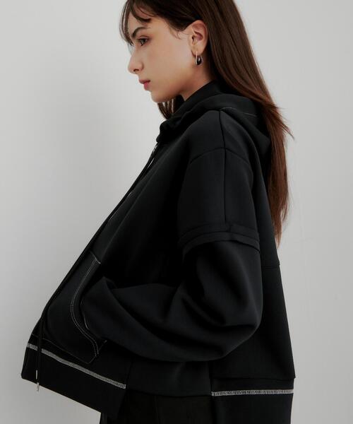 casane(カサネ)の「CASANE(カサネ)ダブルコードZIPパーカー(パーカー・レディース・ブラック/アイボリー・F)」の15枚目の写真