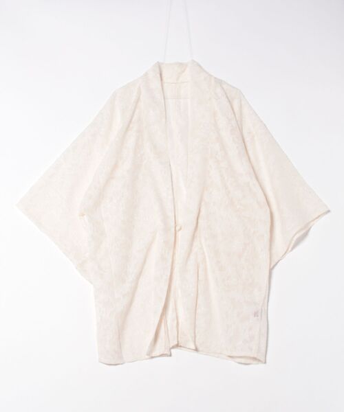 倭物やカヤ(ワモノヤカヤ)の「【倭物やカヤ】透かし花羽織(カーディガン/ボレロ・レディース・ライトブルー/スミクロ/キナリ・FREE)」の4枚目の写真