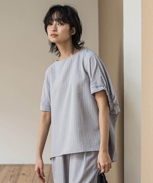 MAYSON GREY(メイソングレイ)の「タンブラーブッチャードルマンブラウス≪手洗い可能 / セットアップ対応≫(シャツ/ブラウス・レディース・ブルー/ブラック/グレー系その他/ライトグレー/チャコールグレー/ブラウン・M)」の12枚目の写真