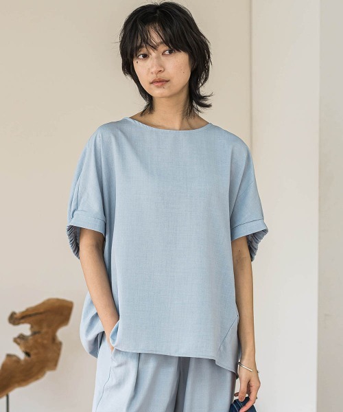 MAYSON GREY(メイソングレイ)の「タンブラーブッチャードルマンブラウス≪手洗い可能 / セットアップ対応≫(シャツ/ブラウス・レディース・ブルー/ブラック/グレー系その他/ライトグレー/チャコールグレー/ブラウン・M)」の20枚目の写真