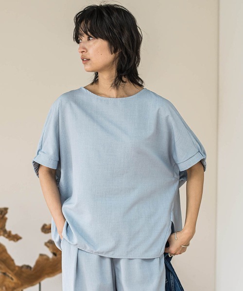 MAYSON GREY(メイソングレイ)の「タンブラーブッチャードルマンブラウス≪手洗い可能 / セットアップ対応≫(シャツ/ブラウス・レディース・ブルー/ブラック/グレー系その他/ライトグレー/チャコールグレー/ブラウン・M)」の19枚目の写真