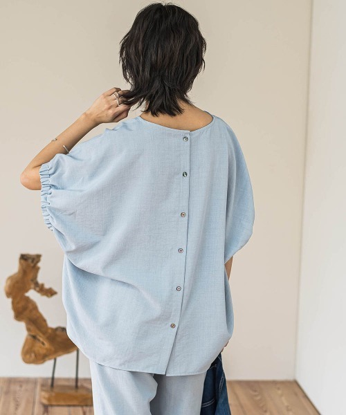 MAYSON GREY(メイソングレイ)の「タンブラーブッチャードルマンブラウス≪手洗い可能 / セットアップ対応≫(シャツ/ブラウス・レディース・ブルー/ブラック/グレー系その他/ライトグレー/チャコールグレー/ブラウン・M)」の18枚目の写真