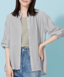 シアーストライプ素材ベーシックシャツ