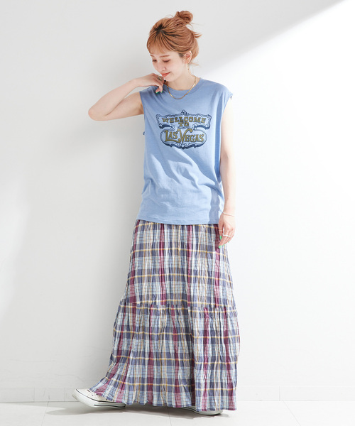 Russell Athletic（ラッセルアスレティック）の「RUSSELL ATHLETIC / ラッセル・アスレティック Local Souvenir Sleevele（Tシャツ/カットソー・レディース・ブルー/チャコールグレー/アイボリー・MEDIUM）」の19枚目の写真