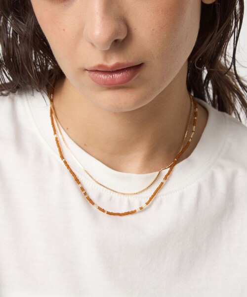 green label relaxing（グリーンレーベルリラクシング）の「3WAY ビーズチェーン ネックレス（ネックレス・レディース・オフホワイト/ブラウン系・FREE）」の2枚目の写真