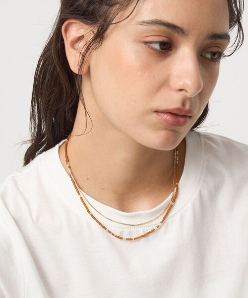 green label relaxing（グリーンレーベルリラクシング）の「3WAY ビーズチェーン ネックレス（ネックレス・レディース・オフホワイト/ブラウン系・FREE）」の3枚目の写真