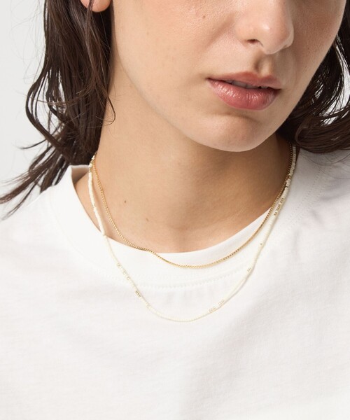 green label relaxing（グリーンレーベルリラクシング）の「3WAY ビーズチェーン ネックレス（ネックレス・レディース・オフホワイト/ブラウン系・FREE）」の4枚目の写真