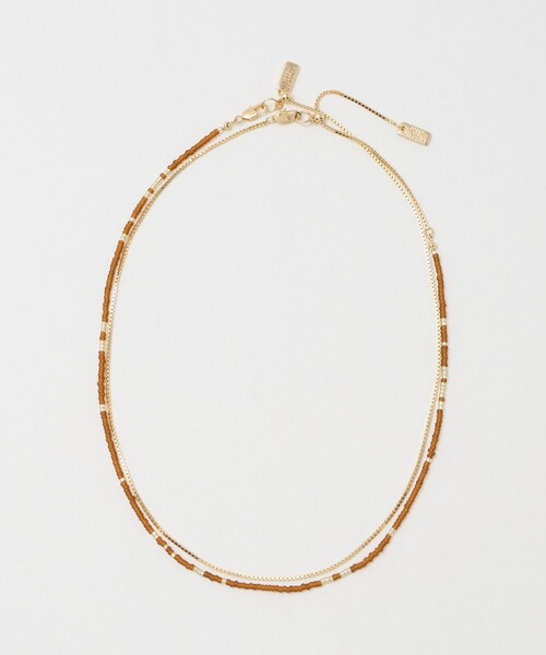 green label relaxing（グリーンレーベルリラクシング）の「3WAY ビーズチェーン ネックレス（ネックレス・レディース・オフホワイト/ブラウン系・FREE）」の5枚目の写真