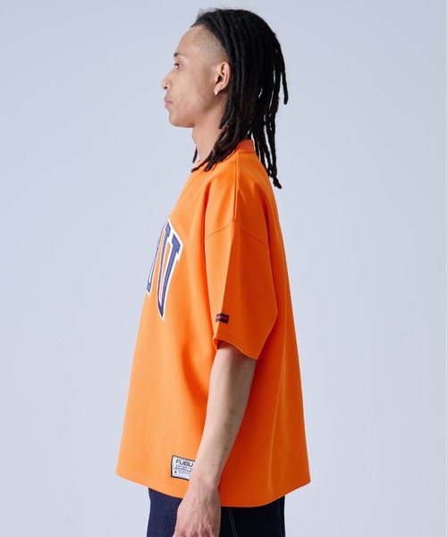 美品　FUBU　フブ　半袖　ゲームシャツ　XL　オレンジ　シルバー　B-BOY 希少 黒入荷！ 美品 B-BOY シルバー オレンジ XL ゲームシャツ
