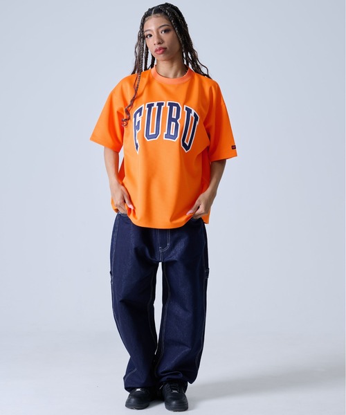 FUBU（ フブ）の「FUBU フブ ブランド カレッジ ロゴ 刺繍 アメカジ メッシュ レター クルーネック 半袖 Tシャツ ティーシャツ（Tシャツ/カットソー・メンズ・ブラック/オレンジ/ホワイト・M/L/XL/XXL）」の7枚目の写真