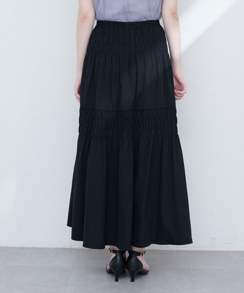 natural couture(ナチュラルクチュール)の「【WEB限定】シャーリングティアードスカート(スカート・レディース・ブラック/イエロー/オフホワイト・FREE)」の12枚目の写真