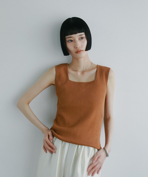 A part by(アパートバイ)の「ラメニットタンクトップ(タンクトップ・レディース・ライトベージュ/オレンジ/ライトブラウン/ホワイト系その他5・FREE)」の6枚目の写真