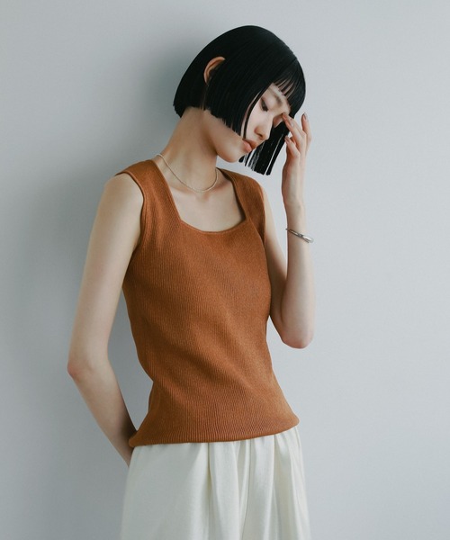 A part by(アパートバイ)の「ラメニットタンクトップ(タンクトップ・レディース・ライトベージュ/オレンジ/ライトブラウン/ホワイト系その他5・FREE)」の7枚目の写真