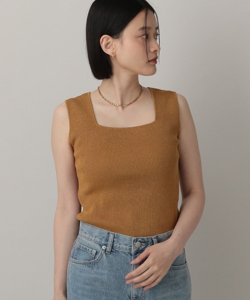 A part by(アパートバイ)の「ラメニットタンクトップ(タンクトップ・レディース・ライトベージュ/オレンジ/ライトブラウン/ホワイト系その他5・FREE)」の11枚目の写真