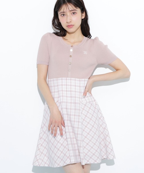 JILL by JILL STUART(ジルバイジルスチュアート)の「◇チェックドッキングミニワンピース(ワンピース・レディース・ホワイト/ピンク/ブラック・FREE)」の1枚目の写真