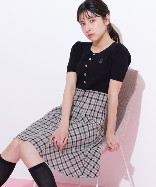 ◇チェックドッキングミニワンピース（ワンピース）｜JILL by