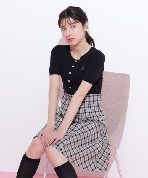 ◇チェックドッキングミニワンピース（ワンピース）｜JILL by
