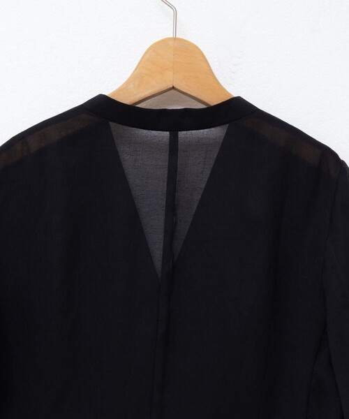 M・fil エムフィル　リネンジャケット　ノーカラー　五分袖　黒　M M・fil エムフィル リネンジャケット ノーカラー 五分袖 黒 M M・fil