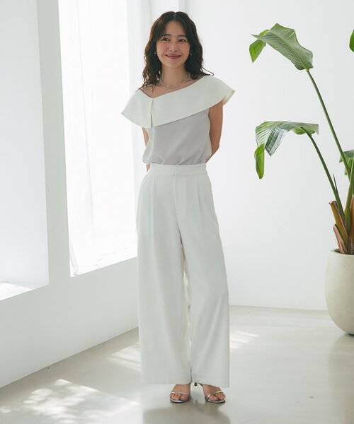 【新品未使用】Thevon.♡アシメビッグカラーブラウス♡ Yuna企画♡ セール】アシメビッグカラーブラウス（シャツ/ブラウス