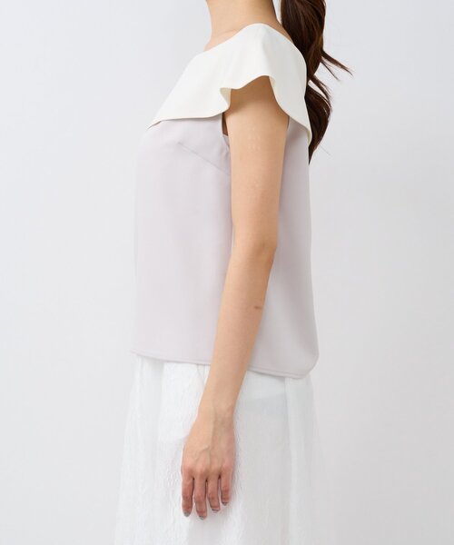 La boutique BonBon(ラブティックボンボン)の「アシメビッグカラーブラウス(シャツ/ブラウス・レディース・ライトグレー/ネイビー・FREE)」の16枚目の写真