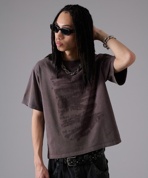ANDER HUNK(アンダーハンク)の「Word Destroy Gpaphic T-shirt / ワードデストロイグラフィックTシャツ(Tシャツ/カットソー・メンズ・ブラウン/グレー/ブラック・MEDIUM/LARGE)」の2枚目の写真