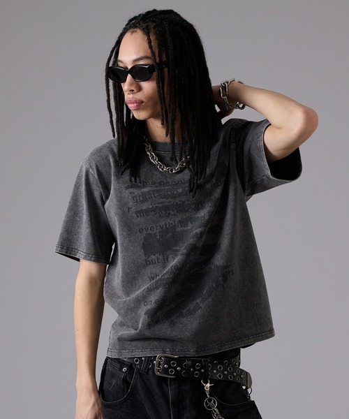 ANDER HUNK(アンダーハンク)の「Word Destroy Gpaphic T-shirt / ワードデストロイグラフィックTシャツ(Tシャツ/カットソー・メンズ・ブラウン/グレー/ブラック・MEDIUM/LARGE)」の1枚目の写真