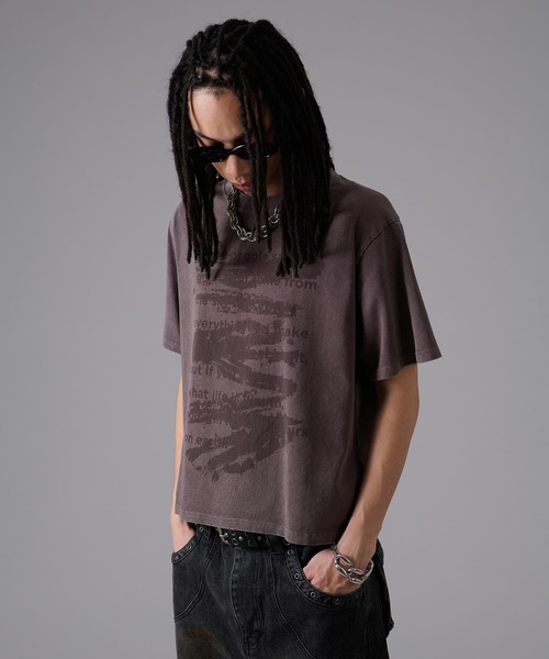 ANDER HUNK(アンダーハンク)の「Word Destroy Gpaphic T-shirt / ワードデストロイグラフィックTシャツ(Tシャツ/カットソー・メンズ・ブラウン/グレー/ブラック・MEDIUM/LARGE)」の4枚目の写真